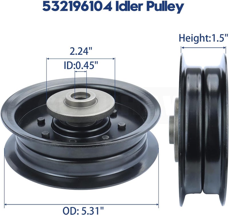 GUSUHAWK 2 Pack 532196104 Husqvarna Idler Pulley Replace Husqvarna 532196104, 532197380, Craftsman 196104, 197380 for RZ5424 RZ4623 YTH2348 YTH24K48 YTH24V48 LGT2654 MZ54 Z246 Z248F Z254 Z254F Mowers - Image 4